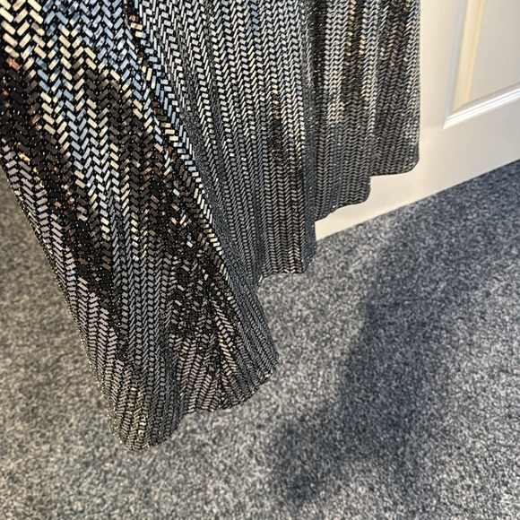 Silver Sequin Gown never worn size 0 purchased at Bloomingdale’s. - Picture 7 of 11